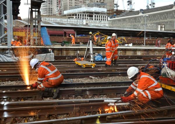 Network Rail work at London Waterloo. Picture: Leo Wilkinson
