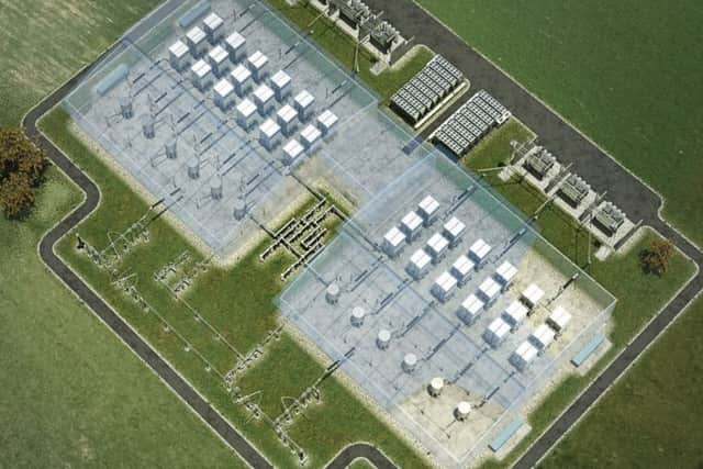 A computer graphic showing a typical converter station from the air. Picture: Siemens