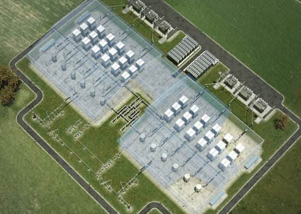 A computer graphic showing a typical converter station from the air. Picture: Siemens