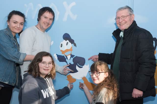 Havant and South Downs College studentsSaskia Meijer, Mark Kellett, Fine Art A-level tutor at South Downs, Eleanor White, Lucy Bradbury and Bob Bloomfield, Max's great grandfather