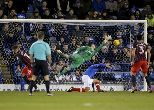Adam Armstrong opens the scoring for Blackburn. Picture: Robin Jones