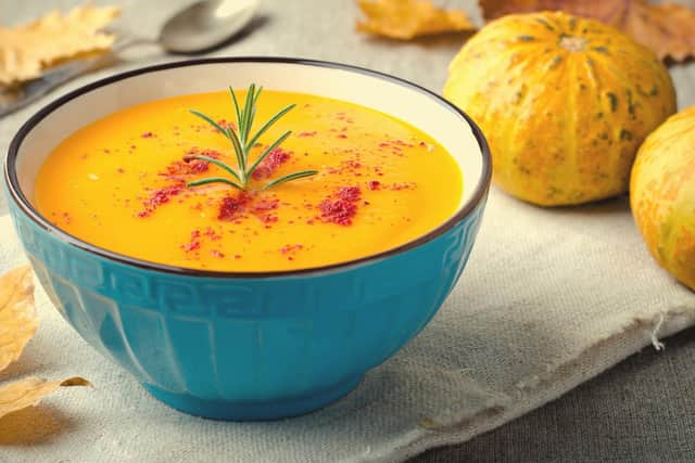 Butternut squash soup spiced with ras el hanout