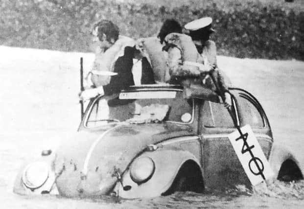 One of the  more unusual rafts competing in the race was this Volkswagen Beetle
