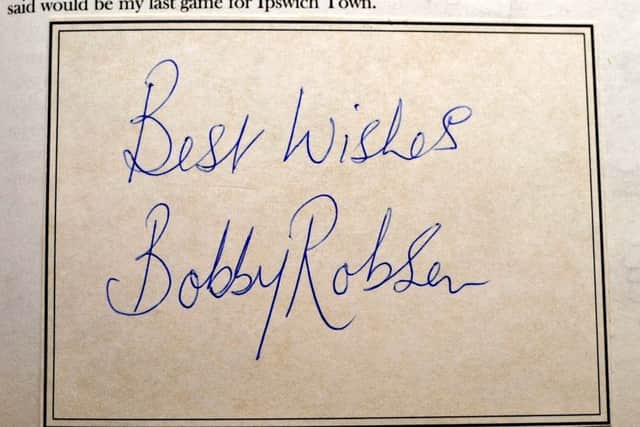 Personal message from Bobby Robson. Picture: Ian Hargreaves (180196-1)