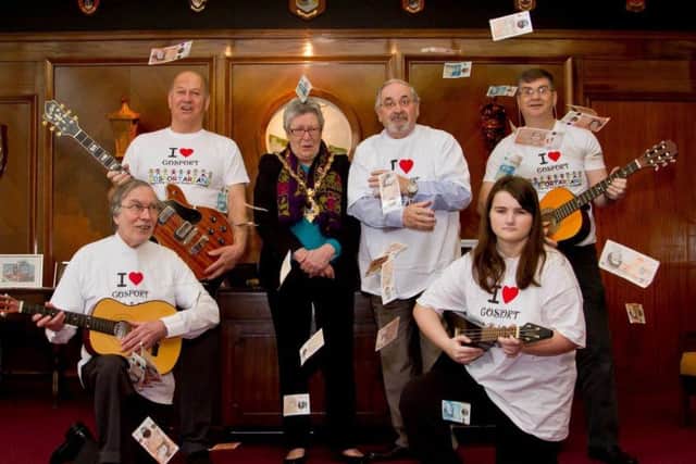 From left, Simon Mason, Malcolm Dent, Mayor Linda Batty, consort Peter Batty, Marie Walker and Gary Walker