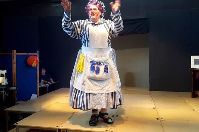 Canon Bob White as the dame in the St Mary's Parish pantomime 2017