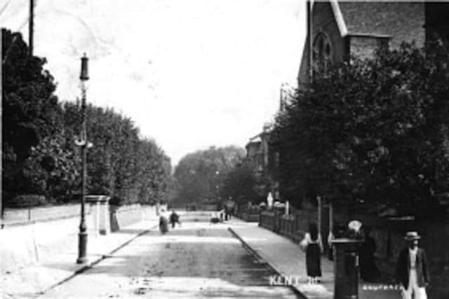 But for the fact that Christ Church, on the right of this Edwardian photograph, has since been demolished and the lamp standards have been updated from gas, the view along Kent Road, Southsea, is much the same. Oh, all except the horse manure lying in the road of course.
