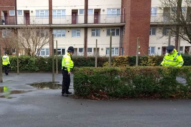 Police searching for knives in Tennyson Crescent, Waterlooville. Picture:
Waterlooville Police/Twitter