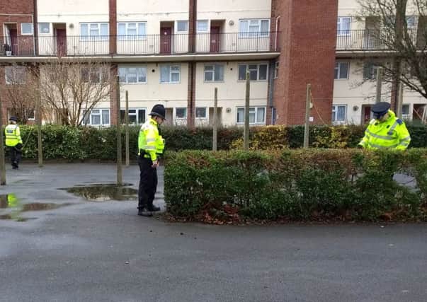 Police searching for knives in Tennyson Crescent, Waterlooville. Picture:

Waterlooville Police/Twitter