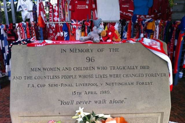 The Hillsborough memorial at Anfield