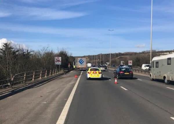 The lorry on the M27. Picture: Hants Roads Policing/Twitter