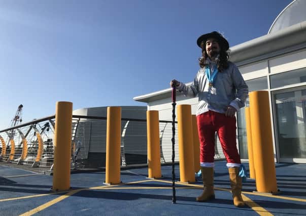 Daniel Williams as King Charles I at Portsmouth Car Ferry Terminal, Gunwharf. Picture: Byron Melton