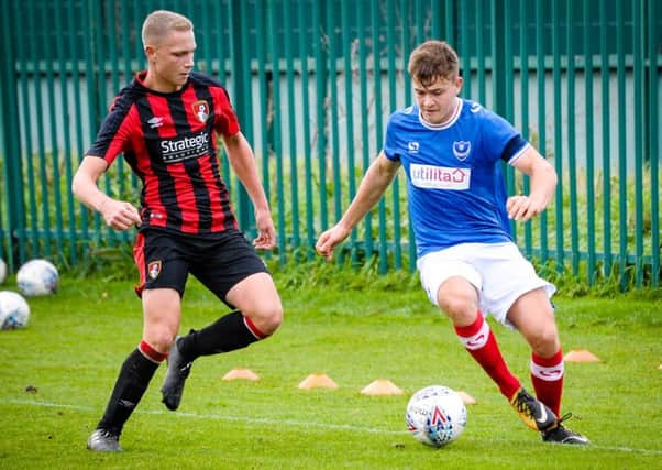 Pompey Academy's Matt Mayes scored a penalty against MK Dons in today's match. Picture: Colin Farmery