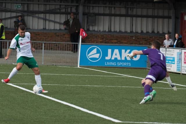 Ollie Pearce scored for Bognor in their match today. Picture: Tommy McMillan
