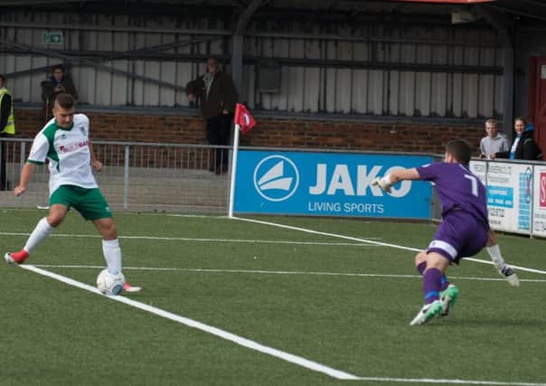 Ollie Pearce scored for Bognor in their match today. Picture: Tommy McMillan