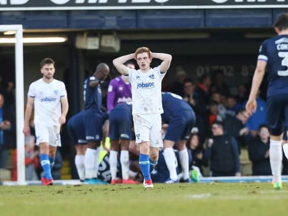 Connor Ronan shows his disappointment at Southend on Saturday