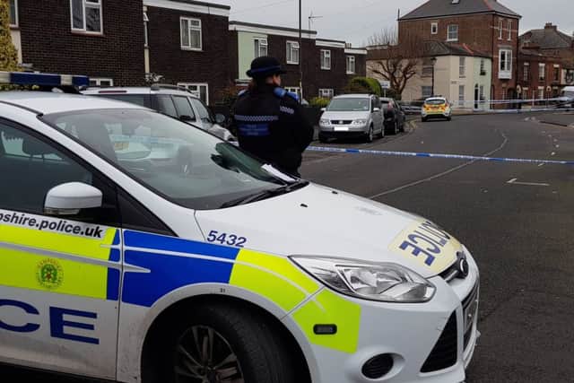 Police in Middle Street, Portsmouth, over the weekend.