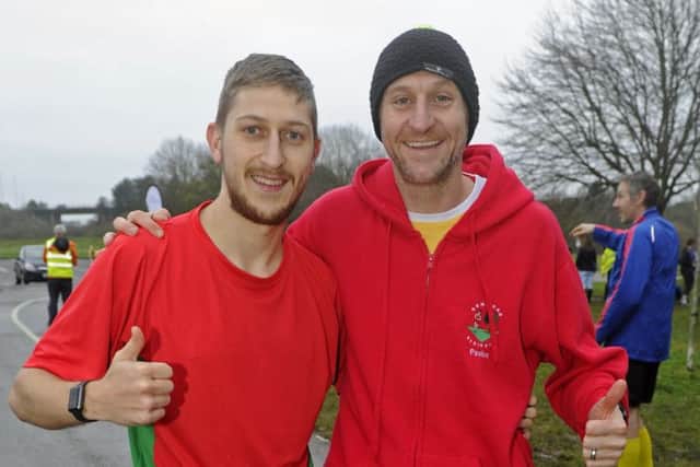 Adam Chant with his Denmead team-mate Paul Welch after a recent Lakeside parkrun