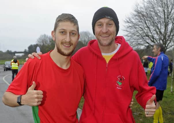 Adam Chant with his Denmead team-mate Paul Welch after a recent Lakeside parkrun