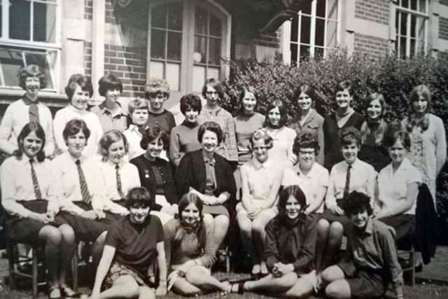 Prefects from the Portsmouth Northern Grammar School for Girls with the headmistress, in a picture believed to be from 1967.