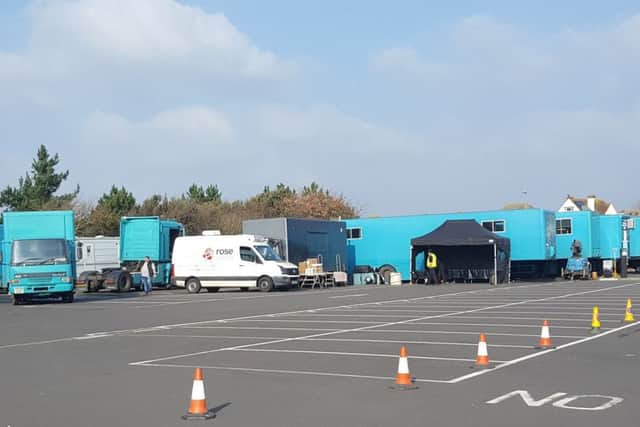 Film crews in Stokes Bay, Gosport. Picture: Kevin Casey