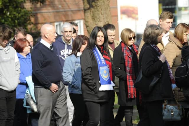 Mourners and football fans attend the funeral at St Johns Church in Gosport, of former football coach Ronnie Williamson who died without any family members