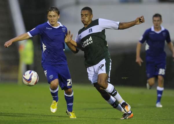 Ashley Harris in action for Pompey against Plymouth in August 2012. Picture: Ian Hargreaves