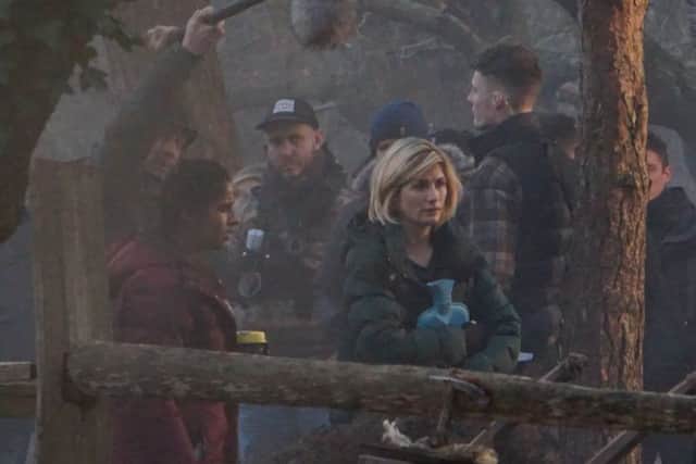 Jodie Whittaker during filming. Picture: Steve Vernon