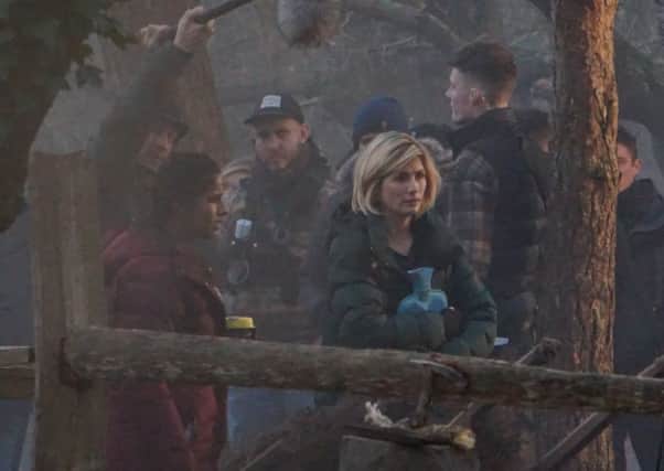 Jodie Whittaker during filming. Picture: Steve Vernon