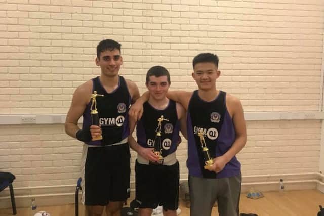 From left to right: Gym01 and University of Portsmouth team Taren Aujla, Ryan Rodruigez and Reswon Rai following their win at the University of Exeter. Picture: James Connor