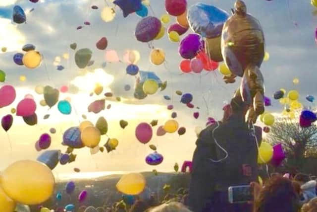 Friends and family released balloons on Portsdown Hill on what would have been Katie's 15th birthday on February 4