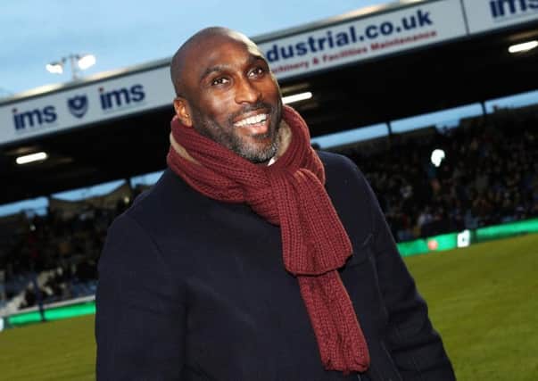 Sol Campbell on his return to Fratton Park in December. Picture: Joe Pepler