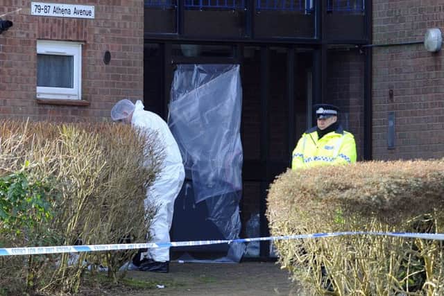 Police officers at Athena Avenue. Picture: Malcolm Wells