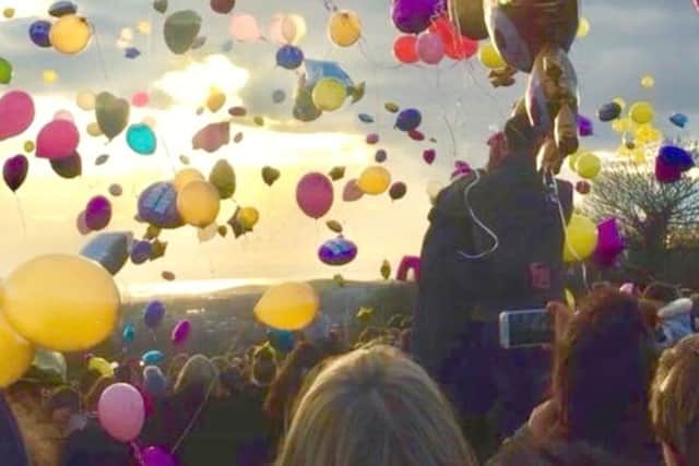 Friends and family released balloons on Portsdown Hill on what would have been Katie's 15th birthday on February 4