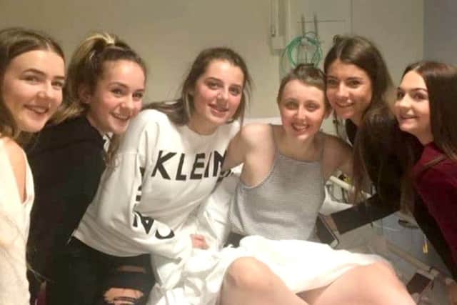 Katie, third from right, with friends, left to right, Grace O'Connor, Demi Scott, Charlie Balloqui, Elise Pressley and Bryony Sutton