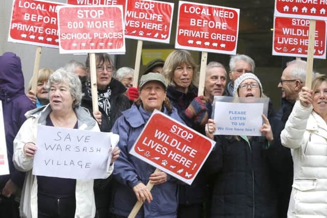 Warsash residents at a previous protest against housing proposals
