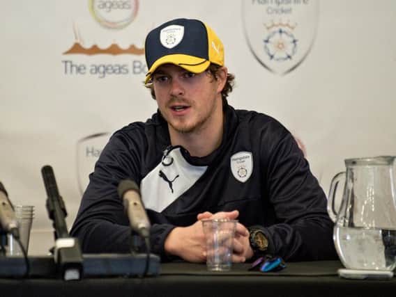 Sam Northeast during the press conference at the Ageas Bowl on Friday. Picture: www.davevokes.photography