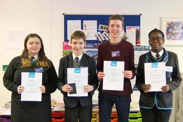 Winners, from left, Conni Groves, Martin Lloyd, Sam Walker and Anna Danso-Amoako