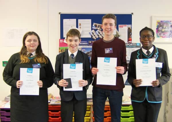 Winners, from left, Conni Groves, Martin Lloyd, Sam Walker and Anna Danso-Amoako