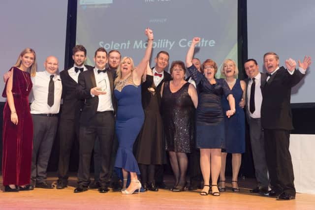 The News Business Excellence Awards 2018.Retailer of the Year Award, Debbie Watts, Owner of Solent Mobility with host  TV presenter Nicki ShieldsPicture Credit: Keith Woodland PPP-180223-233045006