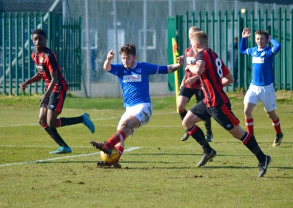 Bradley Lethbridge in action for Pompey Academy against AFC Bouremouth. Picture: Charlotte Jeffes