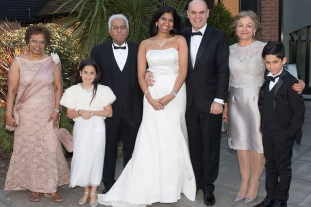 Post wedding celebrations of Suella Fernandes MP and Real Braverman.
Left to Right: Uma & Chris Fernandes with Channel in between, Suella Fernandes and Rael Braverman, Melanie Braverman, Corey.
Picture:Keith Woodland