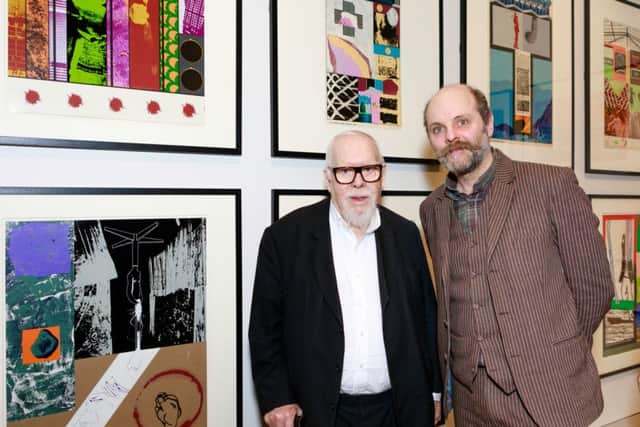 Sir Peter Blake, left, with fellow artist Gavin Turk at a private view of POP! Art in a Changing Britain at Pallant Hose Gallery in Chichester (Christopher Ison)