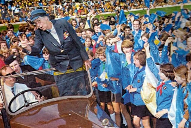 The World Chief Guide, Lady Olave Baden-Powell, at Fratton Park in 1970 for Girlguidings diamond jubilee rally.