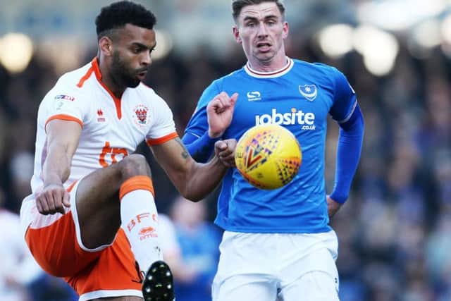 Oli Hawkins in action against Blackpool. Picture: Joe Pepler