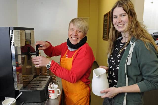 Volunteer Serena King, left, with manager Chloe Palmer at the Trash Cafe. Picture Ian Hargreaves  (180205-1)