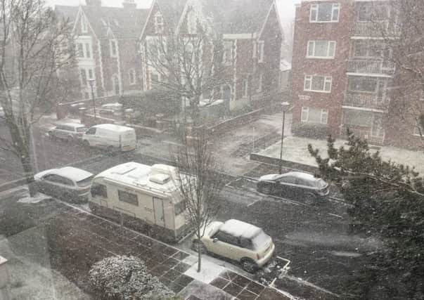 Light snow pictured on Outram Road, in Southsea today. Picture: Tristan Parry