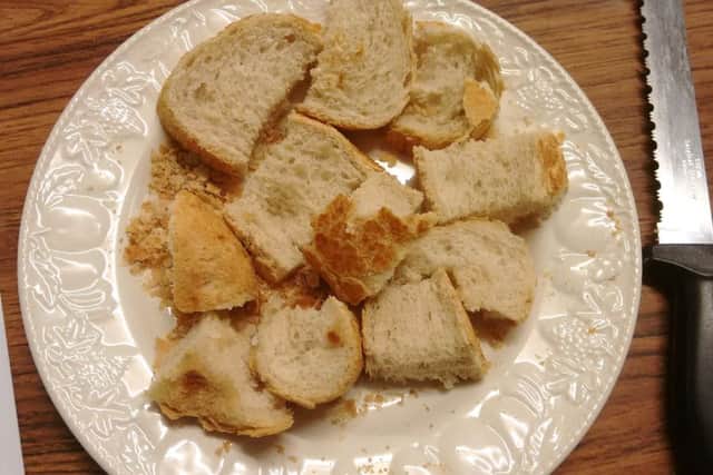 Some of the freshly-baked bread eaten by young people from St Marys, Fratton, as they considered Lent
