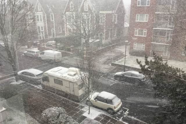 Light snow pictured on Outram Road, in Southsea. Picturet: Tristan Parry