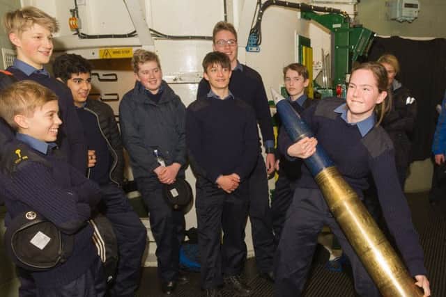 St John's Leatherhead CCF visiting HMS Collingwood. Picture: Keith Woodland